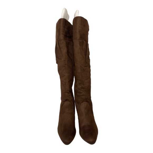 PIERRE DUMAS “Elvis 1” Chocolate Brown Suede High Heel Pointed Toe Tall Boots,8M - Picture 8 of 13